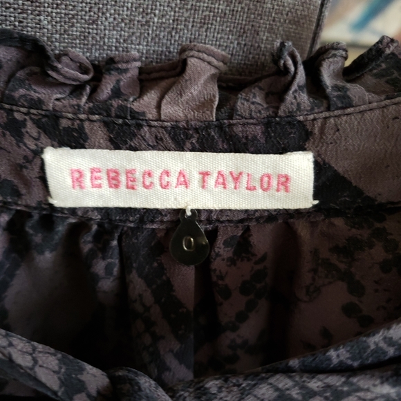 Rebecca Taylor Grey/Blk. Classic Silk Blouse Sz: S - Picture 4 of 6